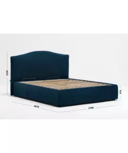 Letto matrimoniale 'hill' blu con rete e contenitore, 160x190 cm